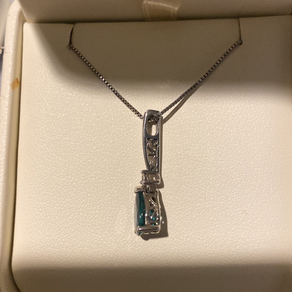 Sterling Silver and Lab Created Emerald Necklace and Earring Set - Picture 4 of 5